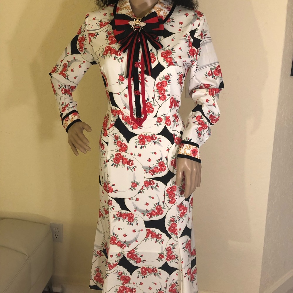 Red and white dress